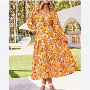 BTFBM Women Fall Fashion Floral Boho Dress